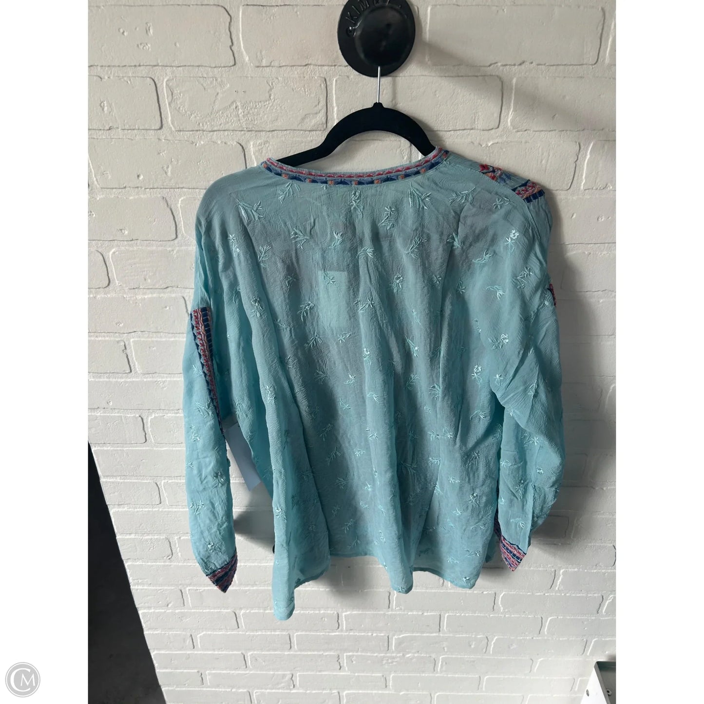 Top Long Sleeve By Johnny Was In Blue & Red, Size: L