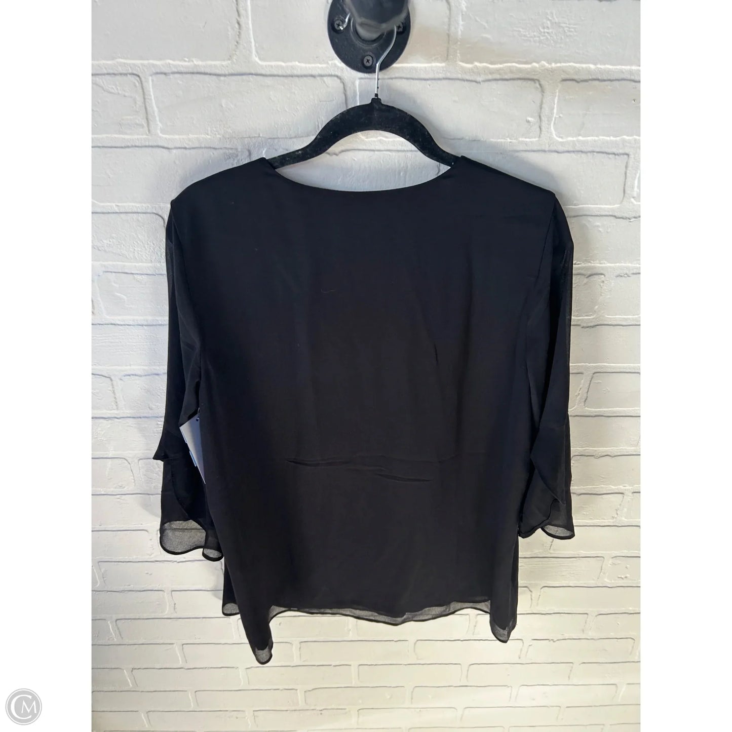 Top 3/4 Sleeve By Calvin Klein In Black, Size: L