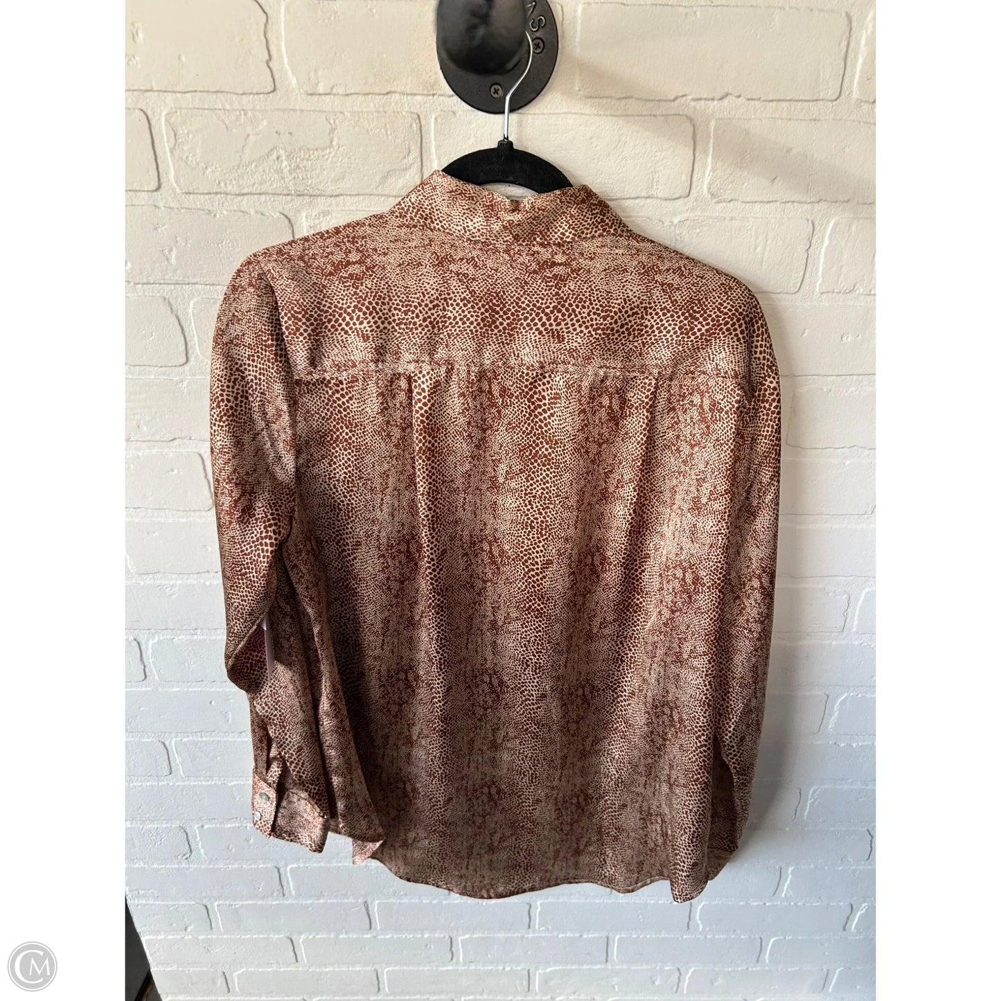 Top Long Sleeve By A New Day In Brown & Cream, Size: L