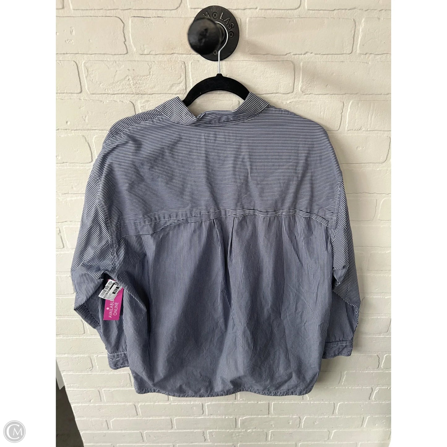 Top Long Sleeve By Banana Republic In Blue & White, Size: L