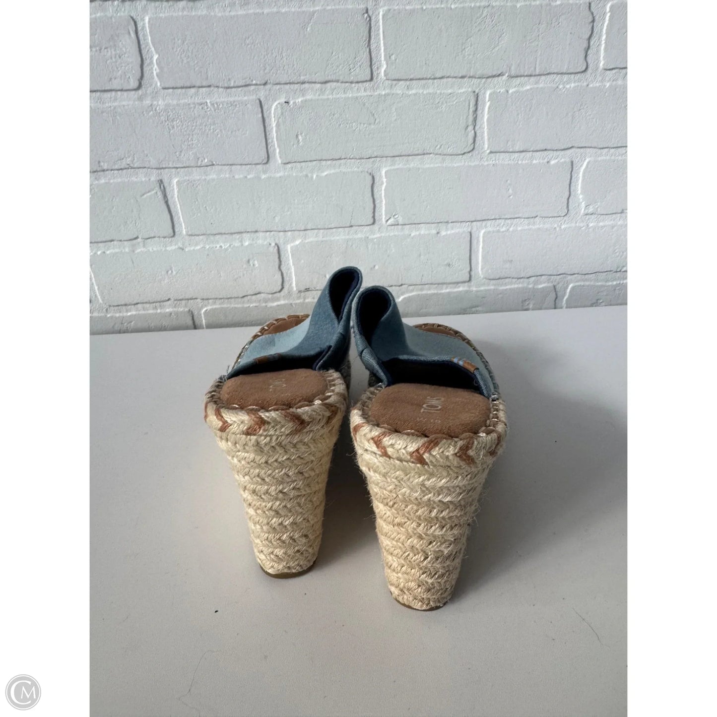 Sandals Heels Wedge By Toms In Blue Denim, Size: 10