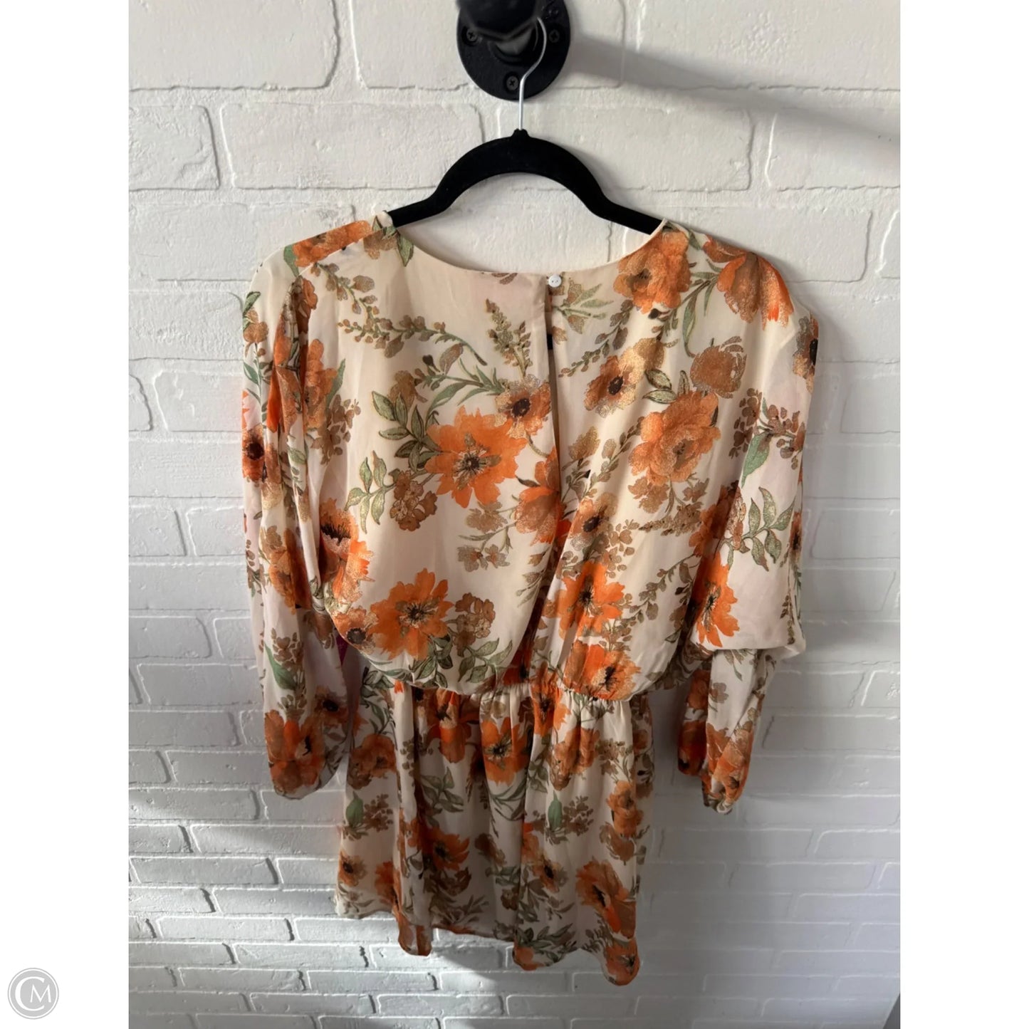 Dress Casual Short By Pink Lily In Cream & Orange, Size: S