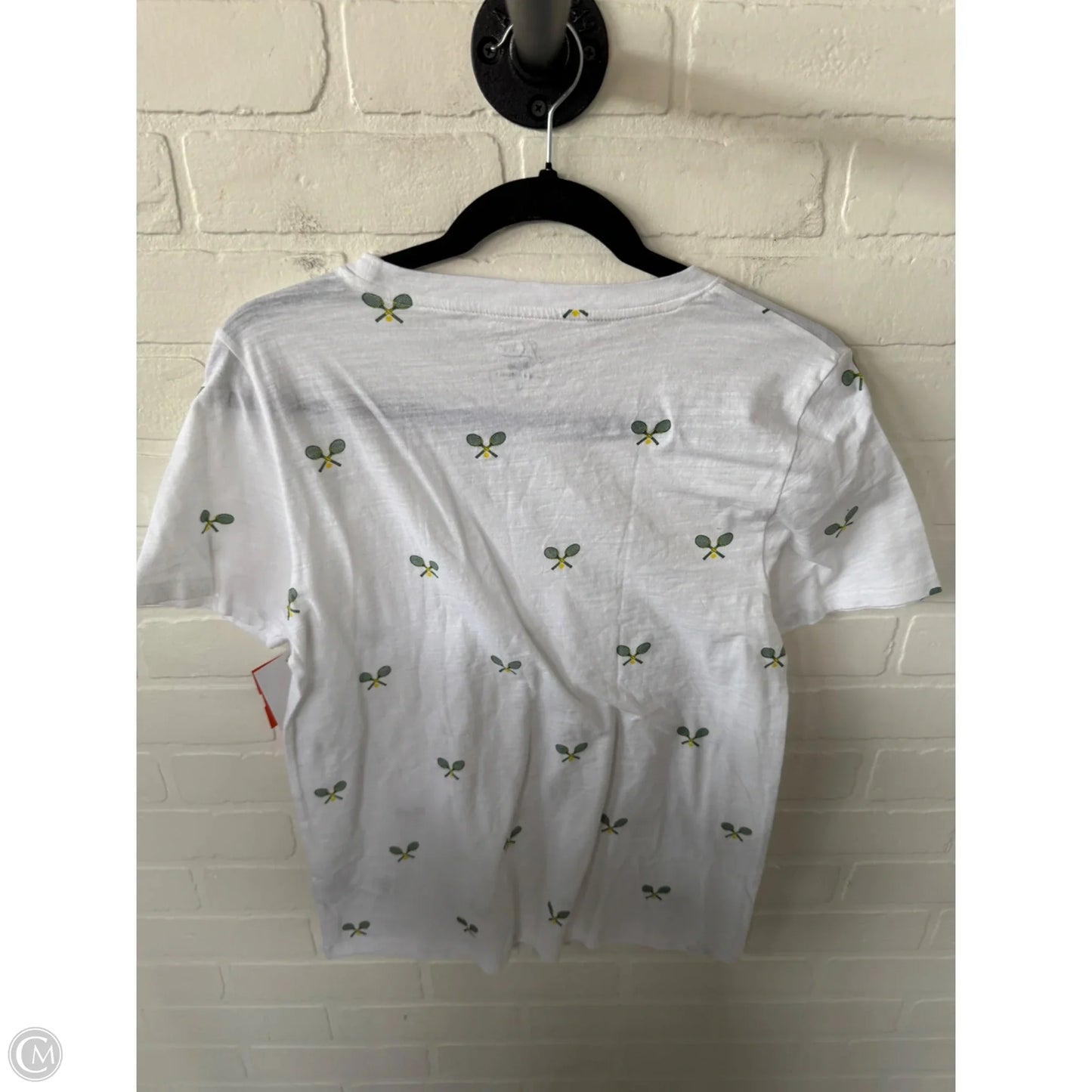 Top Short Sleeve Basic By J. Crew In White & Yellow, Size: S