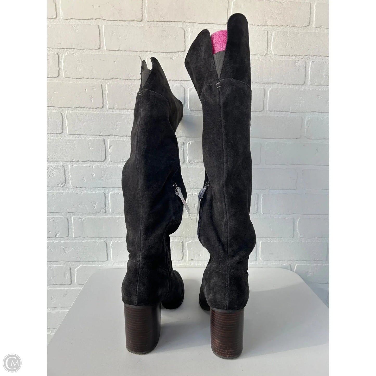 Boots Knee Heels By Steve Madden In Grey, Size: 10