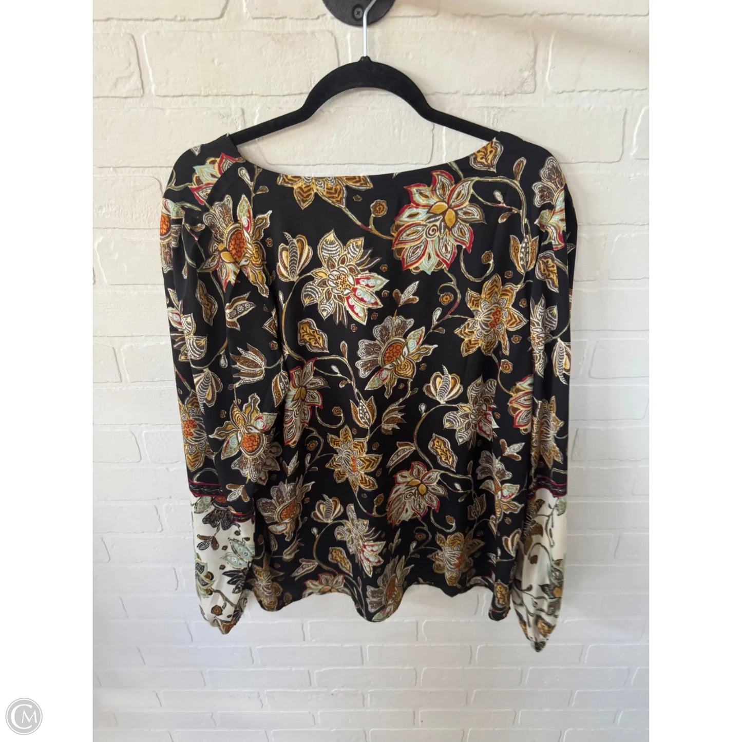 Top Long Sleeve By Belle By Kim Gravel In Black & Cream, Size: Xl