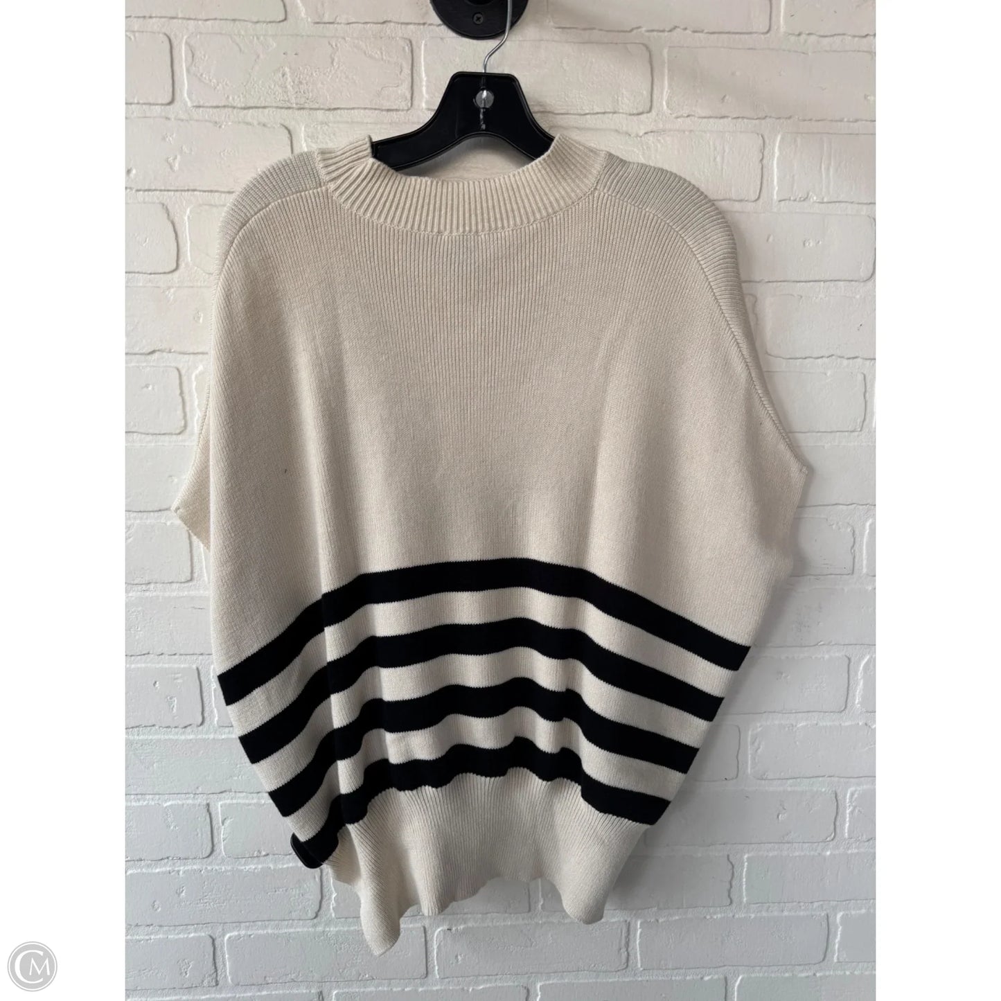 Sweater Short Sleeve By Maeve In Black & Cream, Size: Xs