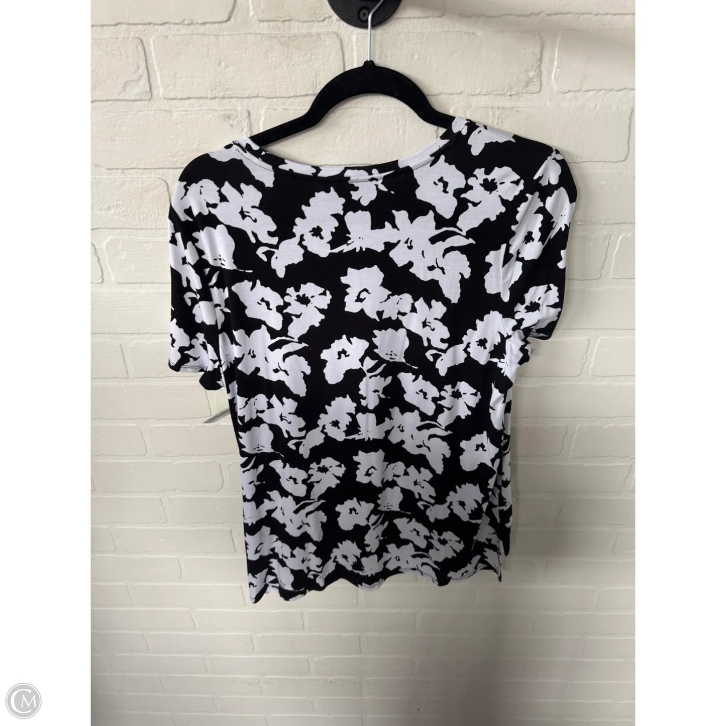 Top Short Sleeve By Alfani In Black & White, Size: S
