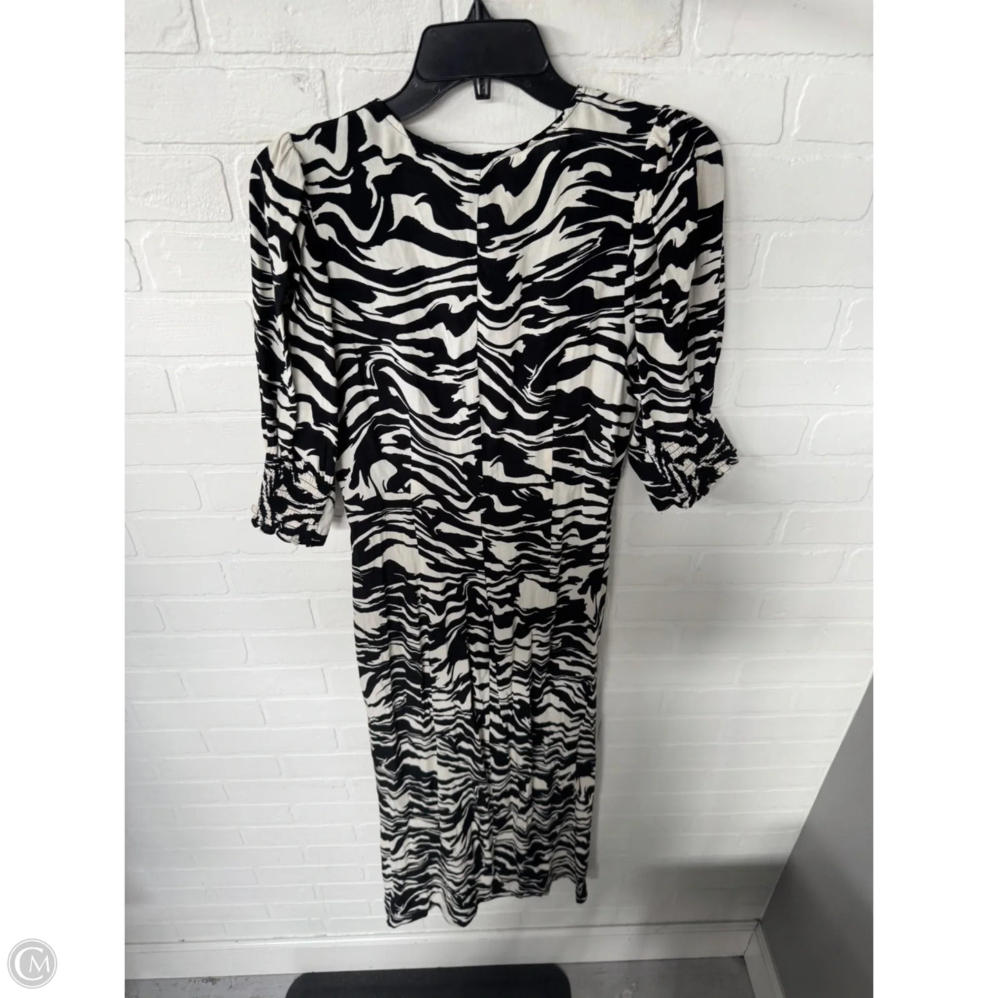 Dress Casual Midi By H&m In Black & Cream, Size: M