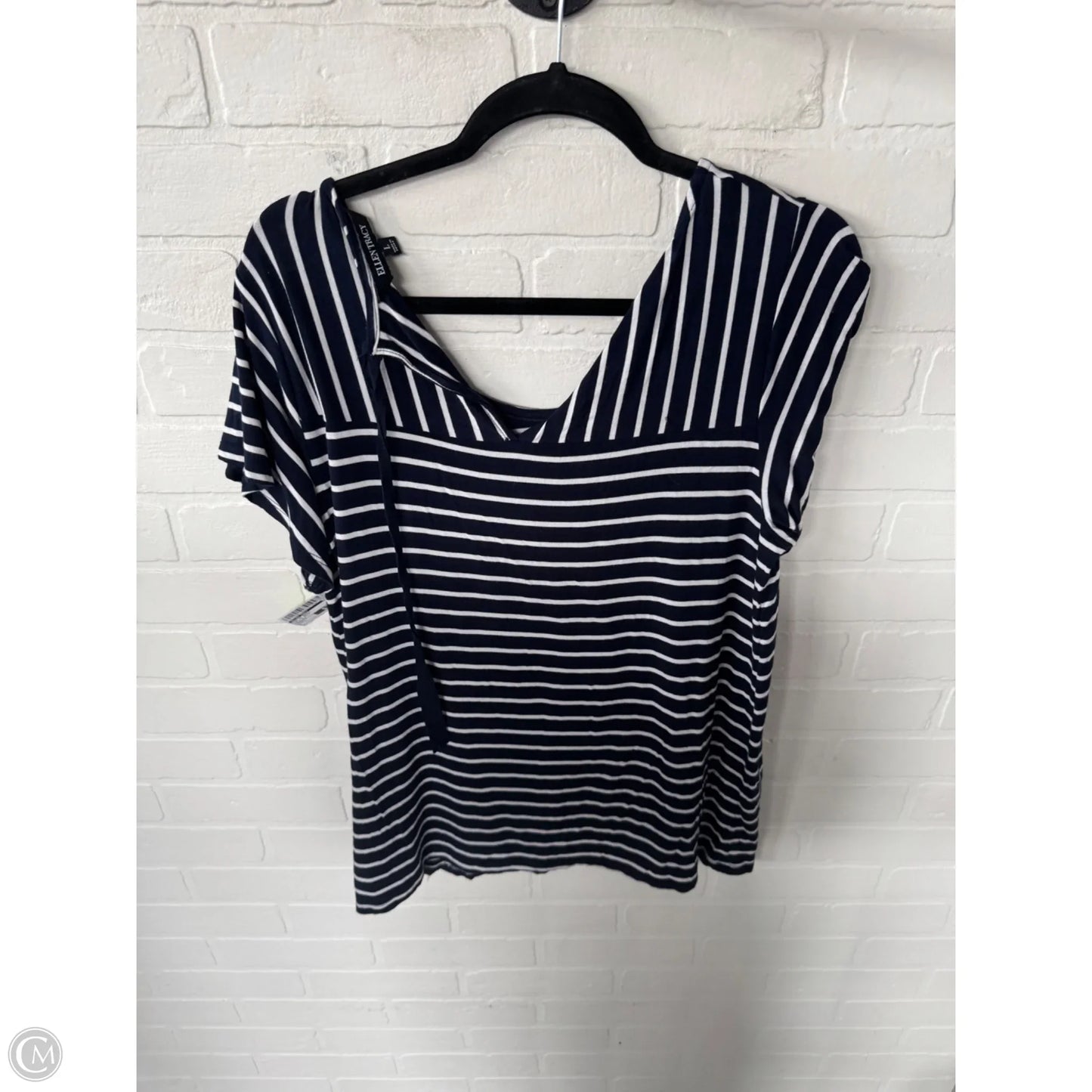 Top Short Sleeve Basic By Ellen Tracy In Blue & White, Size: L