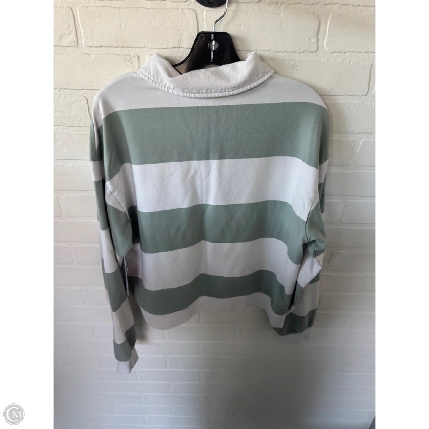 Athletic Top Long Sleeve Collar By All In Motion In Green & White, Size: M
