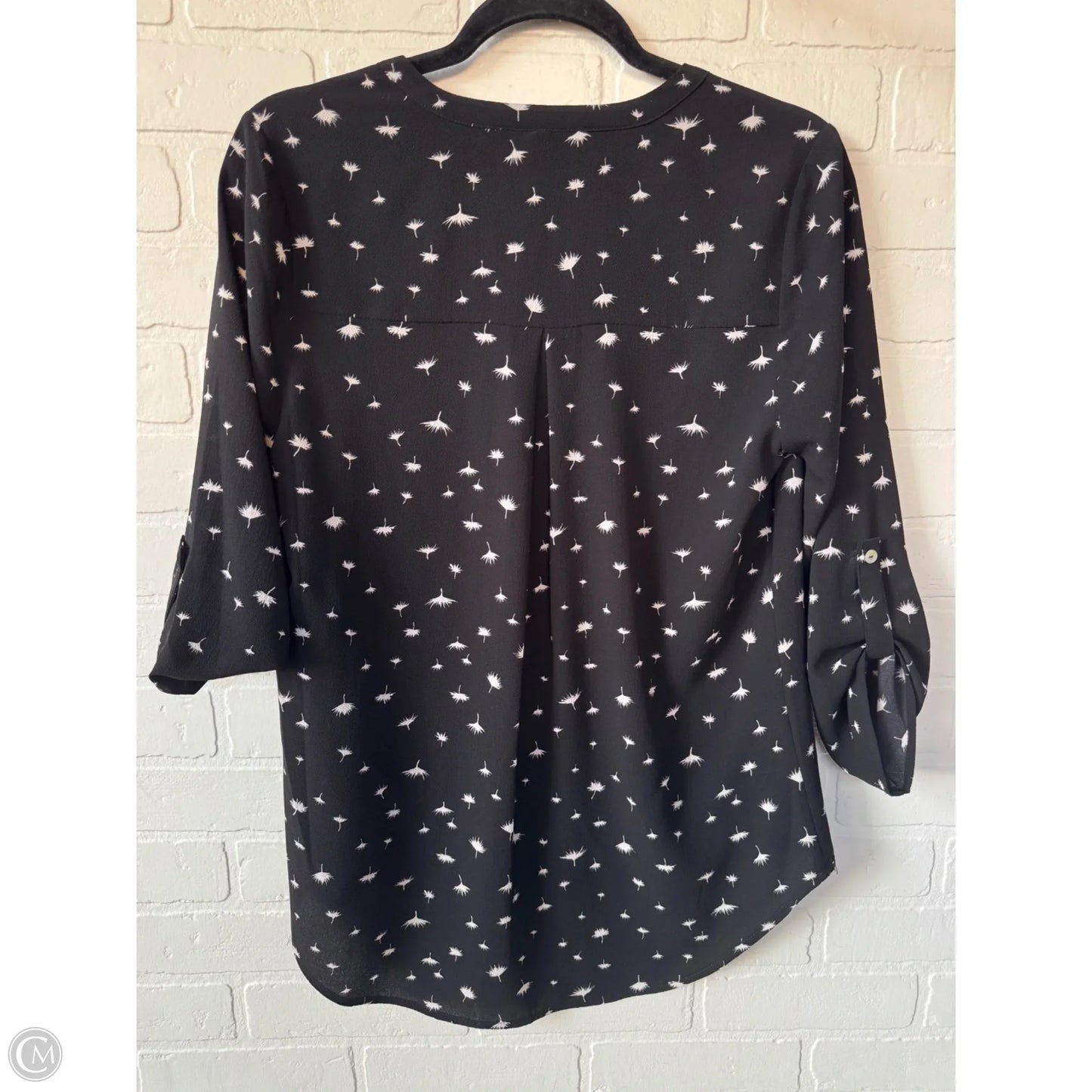 Top 3/4 Sleeve By Daniel Rainn In Black & Cream, Size: S
