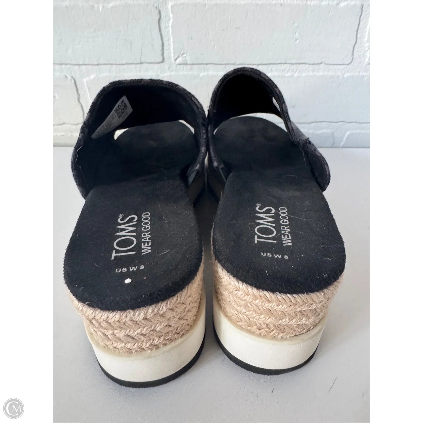 Sandals Heels Wedge By Toms In Black, Size: 8