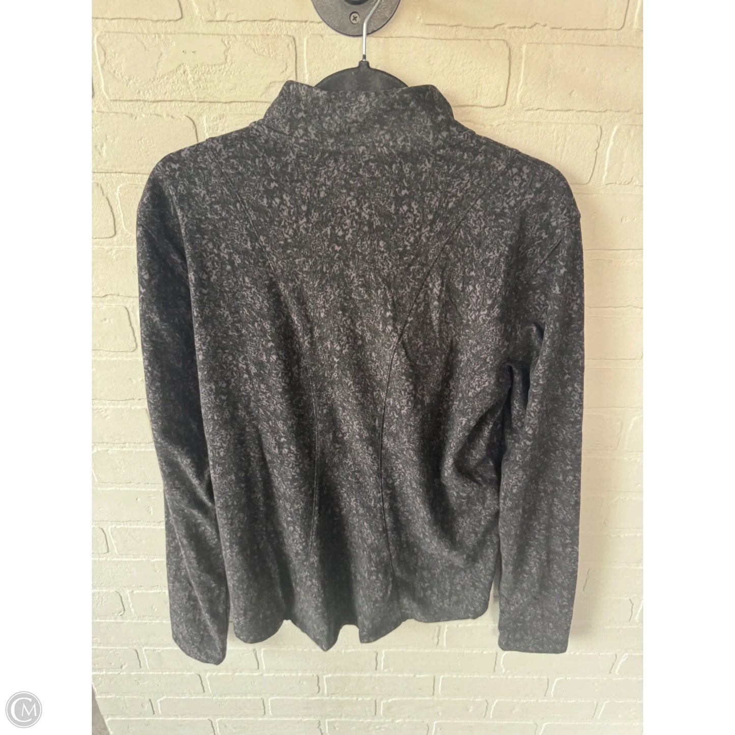 Athletic Top Long Sleeve Collar By Spyder In Black & Grey, Size: L
