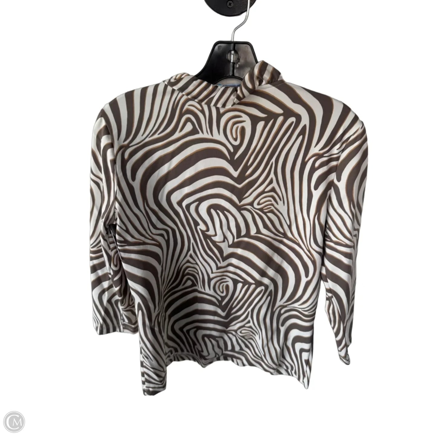 Top Long Sleeve By J Mclaughlin In Brown & Cream, Size: M