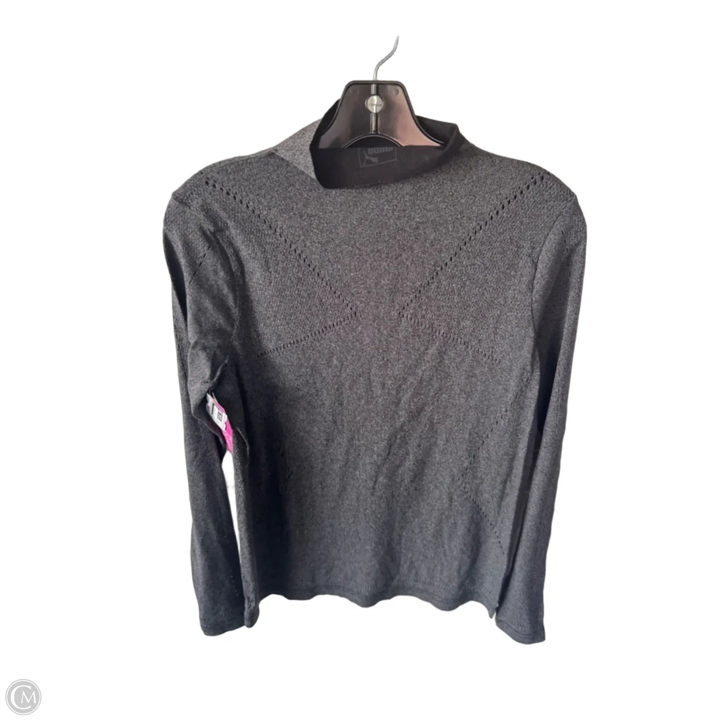 Athletic Top Long Sleeve Collar By Puma In Grey, Size: M
