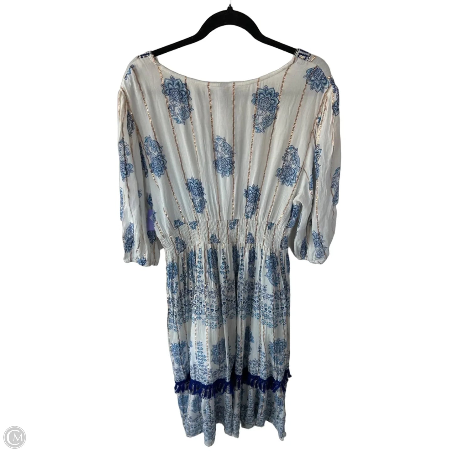 Dress Casual Midi By Clothes Mentor In Blue & White, Size: 1x
