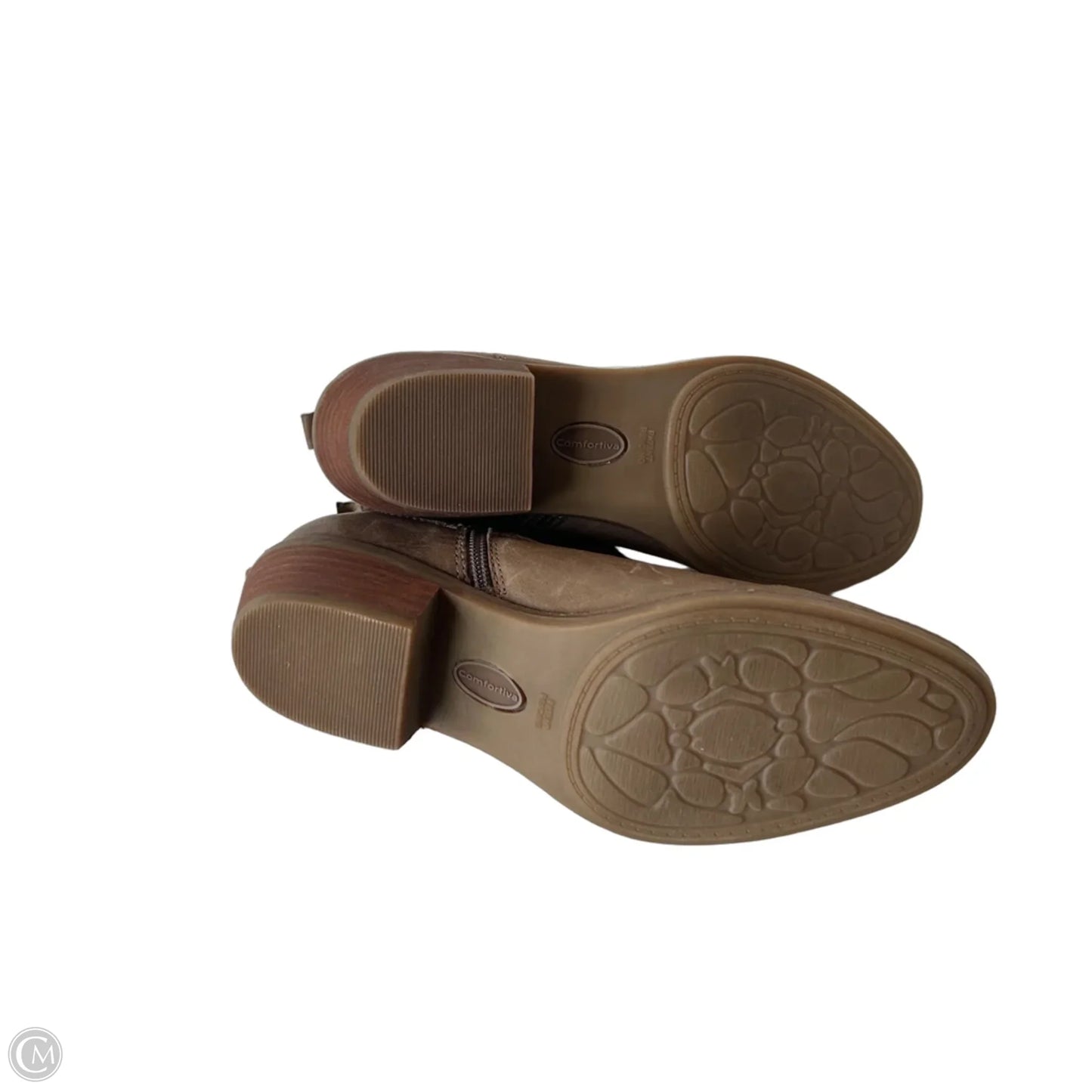 Boots Ankle Heels By Comfortiva In Brown, Size: 7.5