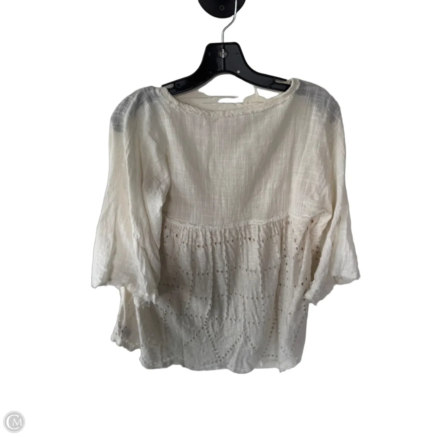 Top 3/4 Sleeve By Free People In Cream, Size: Xs