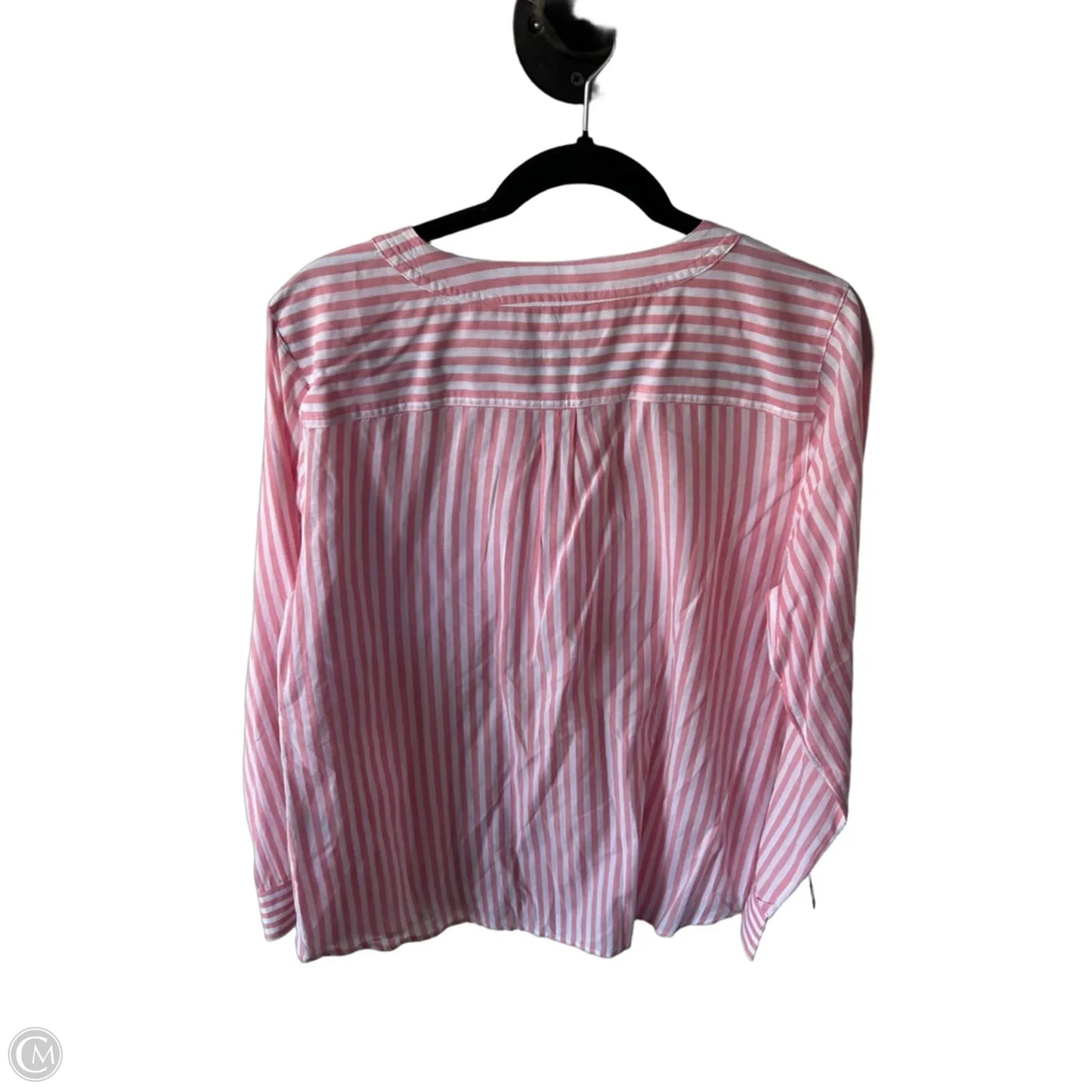 Top Long Sleeve By Talbots In Pink & White, Size: L