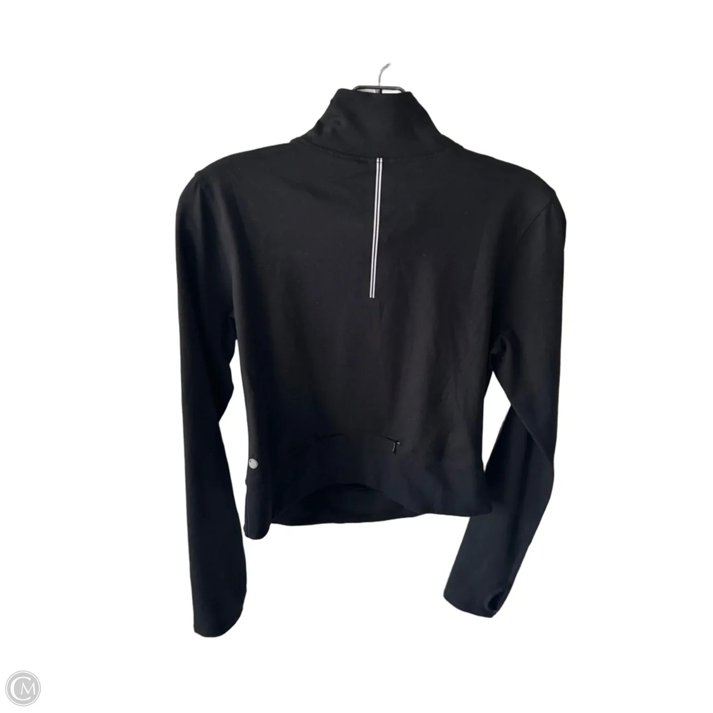 Athletic Top Long Sleeve Collar By Yogalicious In Black, Size: M