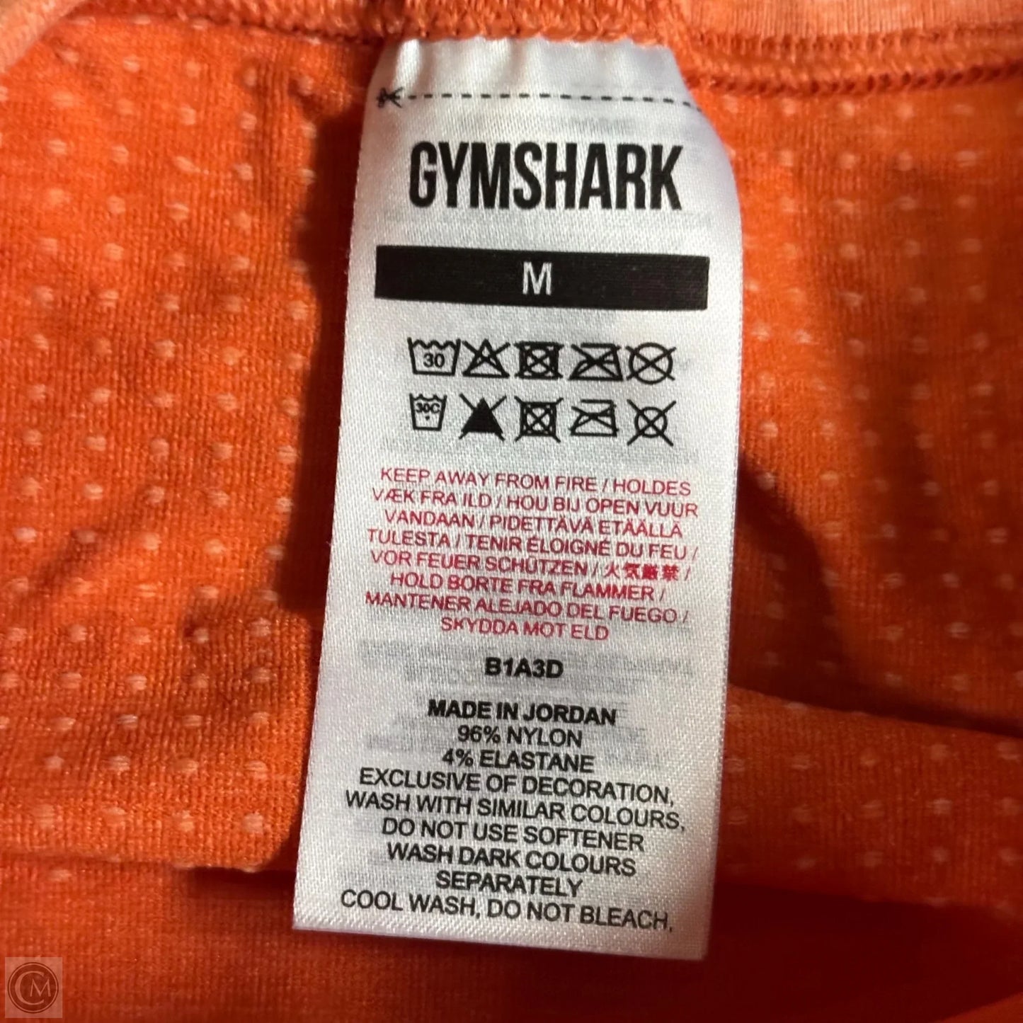 Athletic Top Long Sleeve Crewneck By Gym Shark In Orange, Size: M