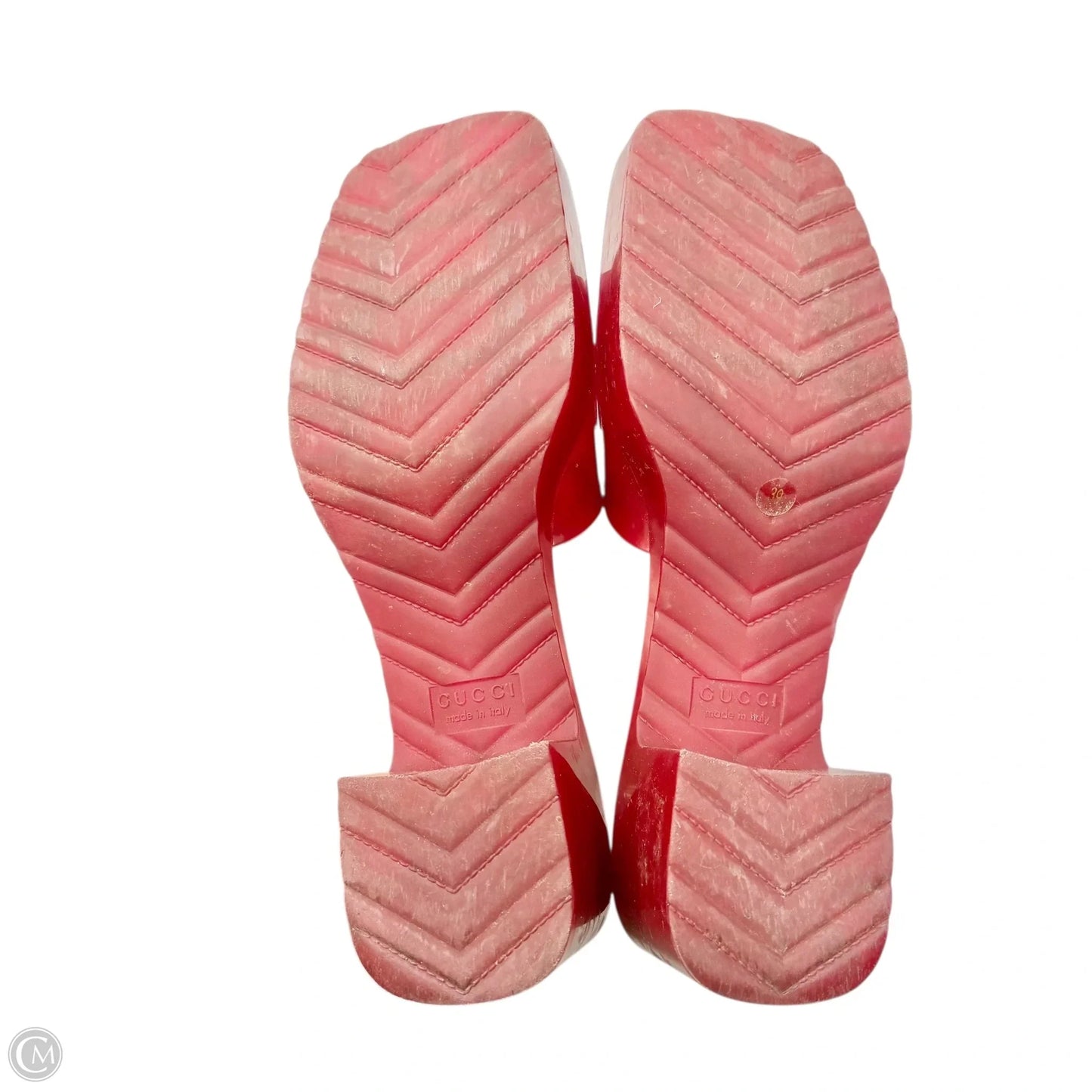 Sandals Luxury Designer By Gucci In Red, Size: 8.5