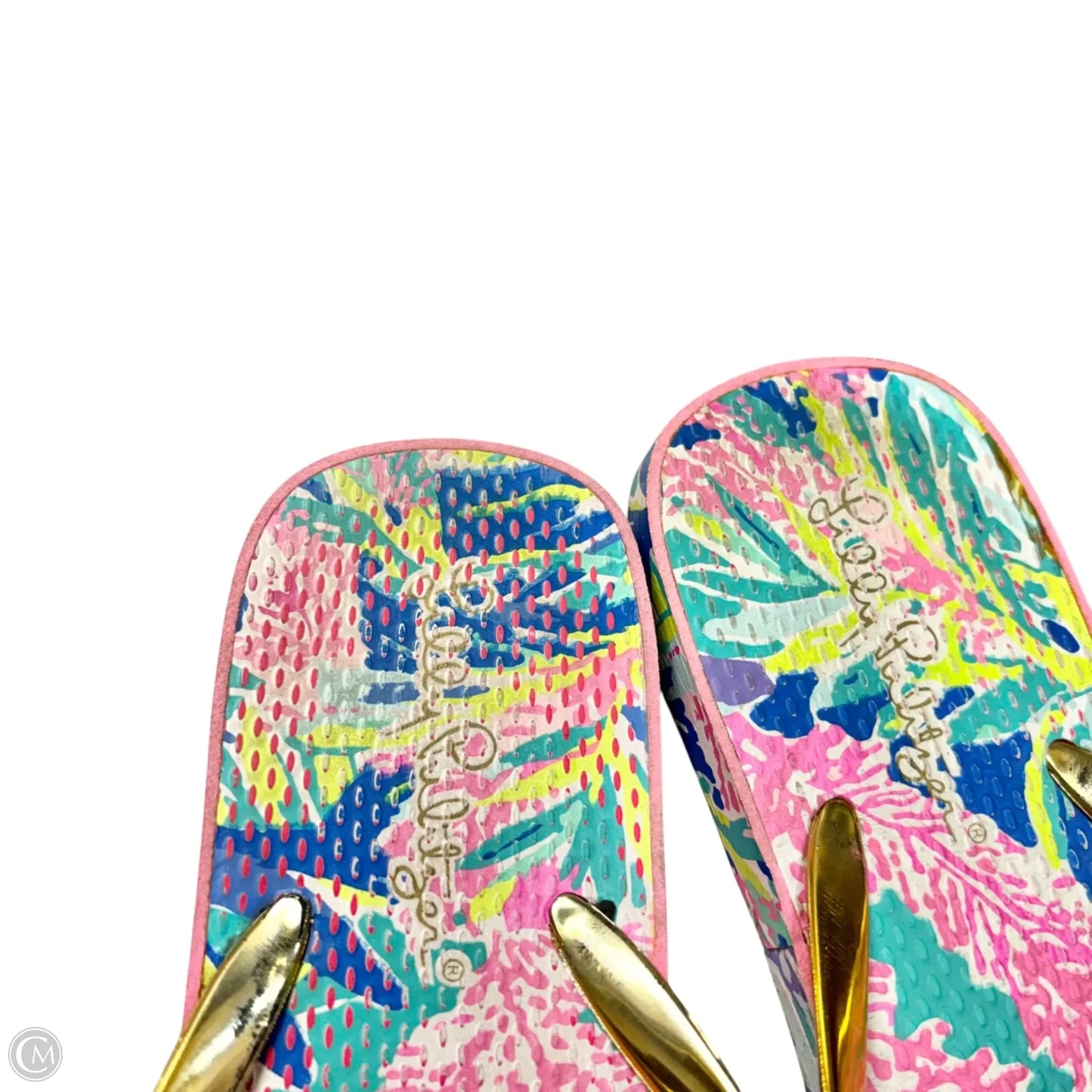Sandals Designer By Lilly Pulitzer In Blue & Gold, Size: 7