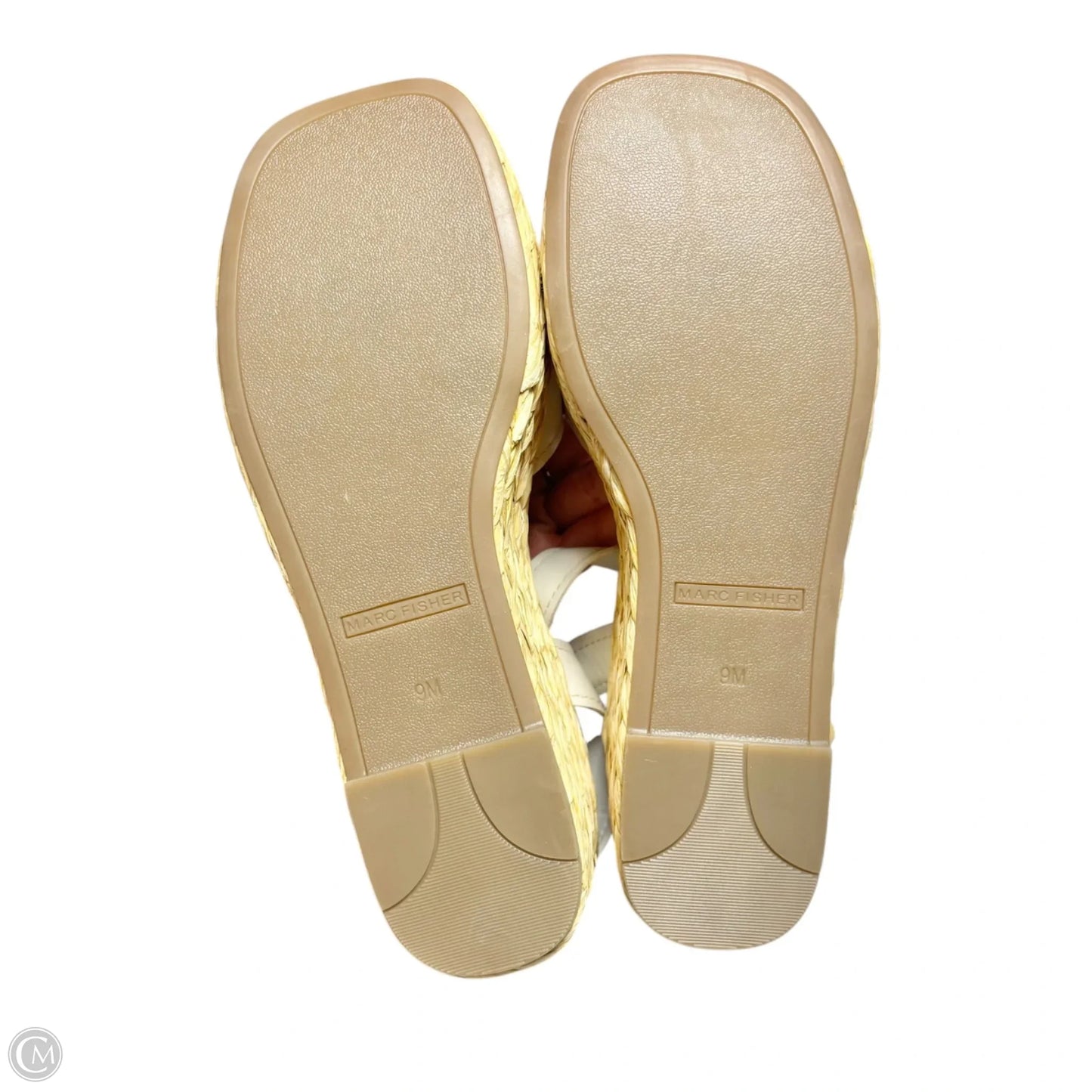 Sandals Heels Wedge By Marc Fisher In Tan & White, Size: 9