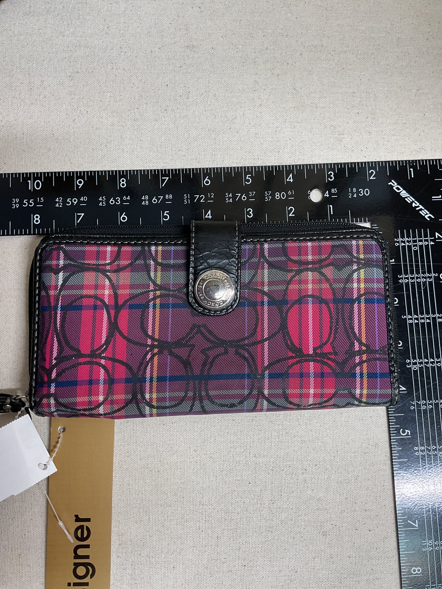 Wallet Designer By Coach In Plaid Pattern, Size:Large