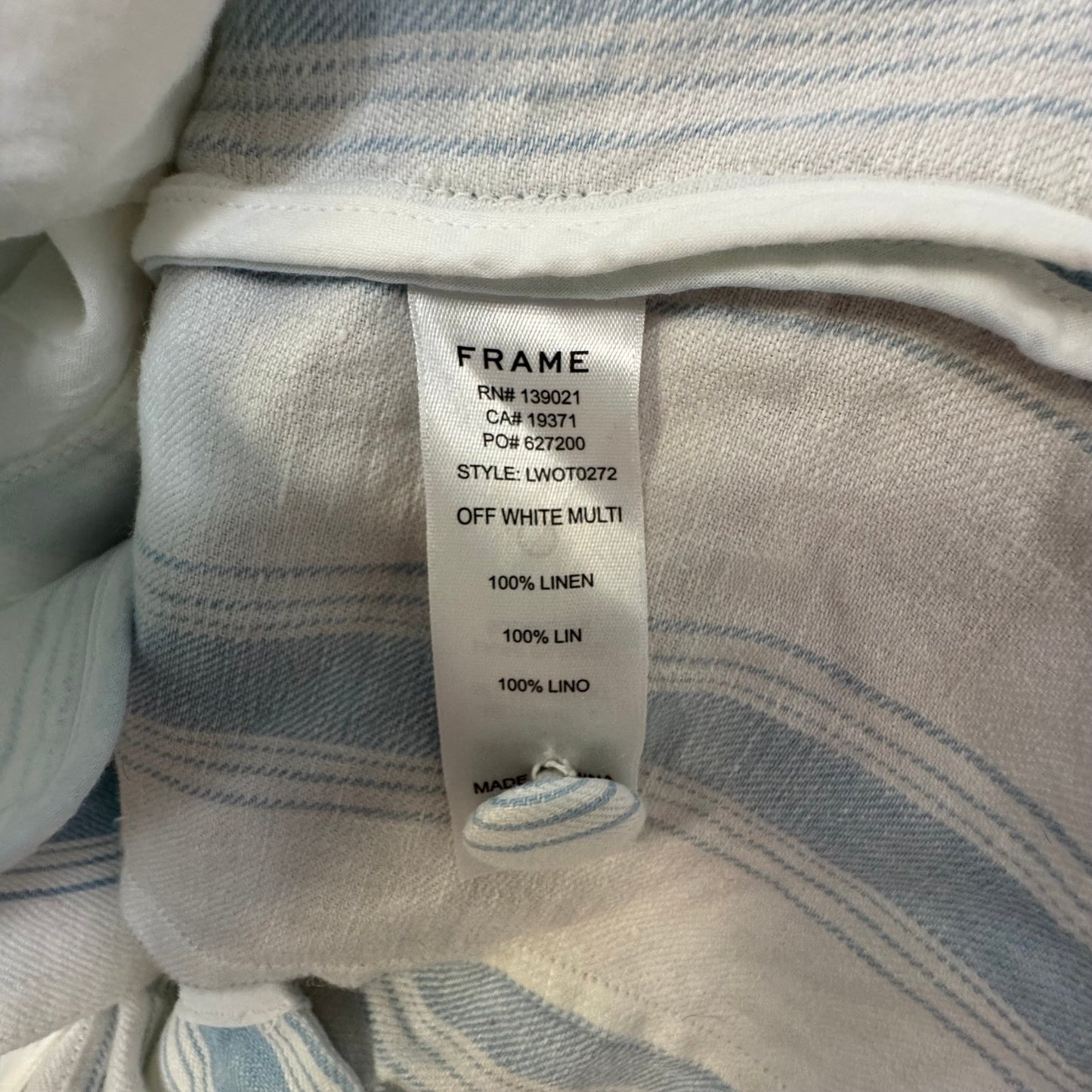 Linen Blazer By Frame In Striped Pattern, Size: 4