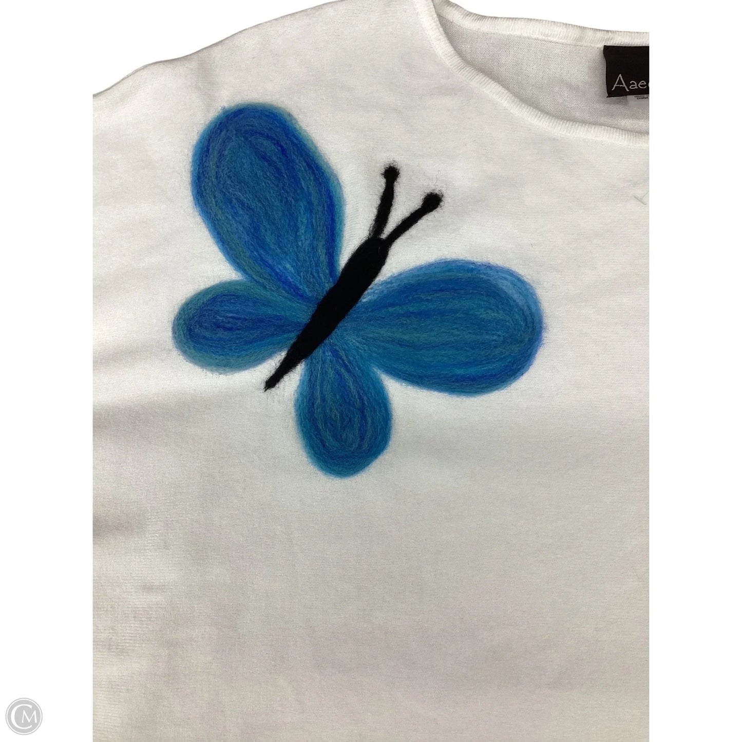 Sweater By Clothes Mentor In Blue & White, Size: 1x