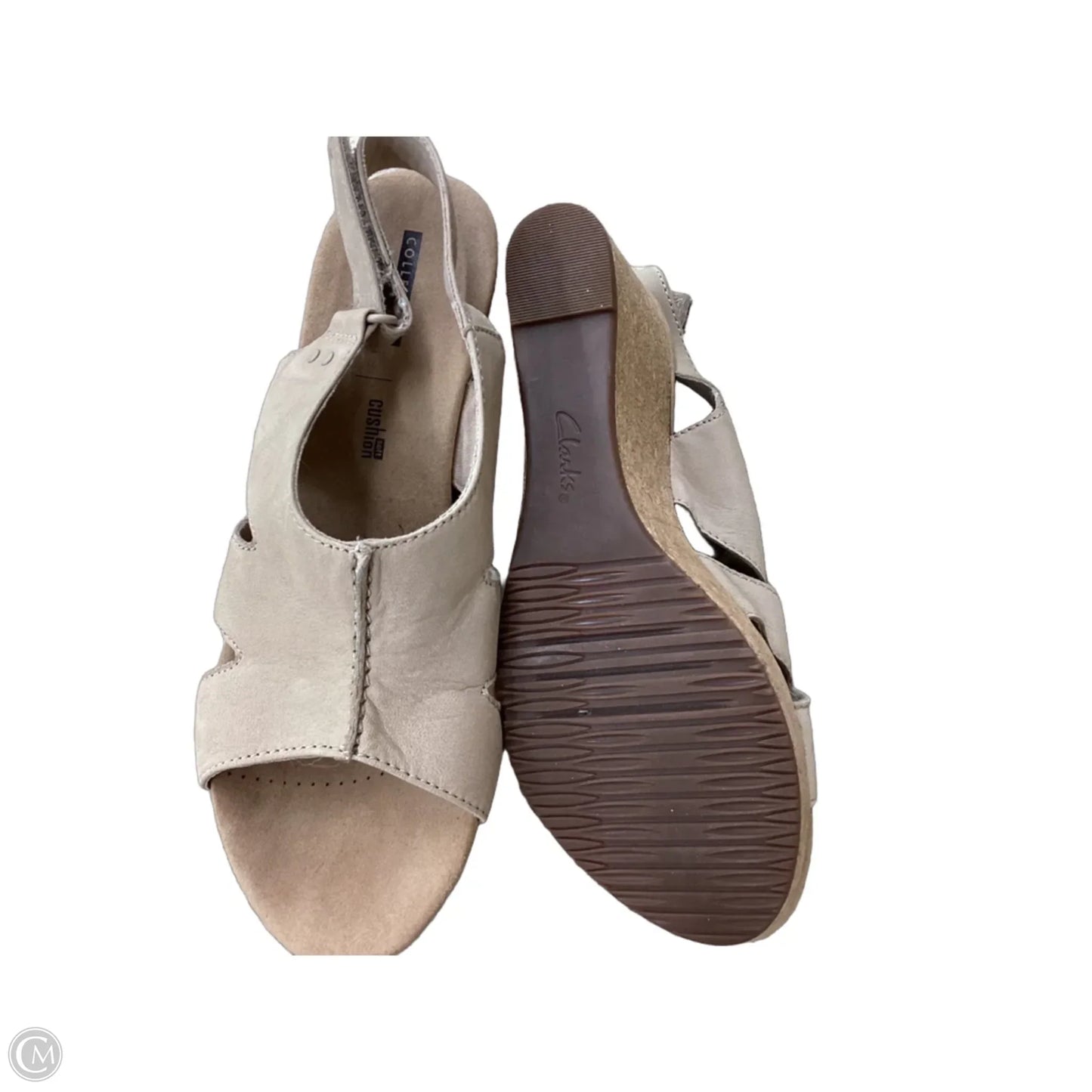 Sandals Heels Wedge By Clarks In Tan, Size: 9