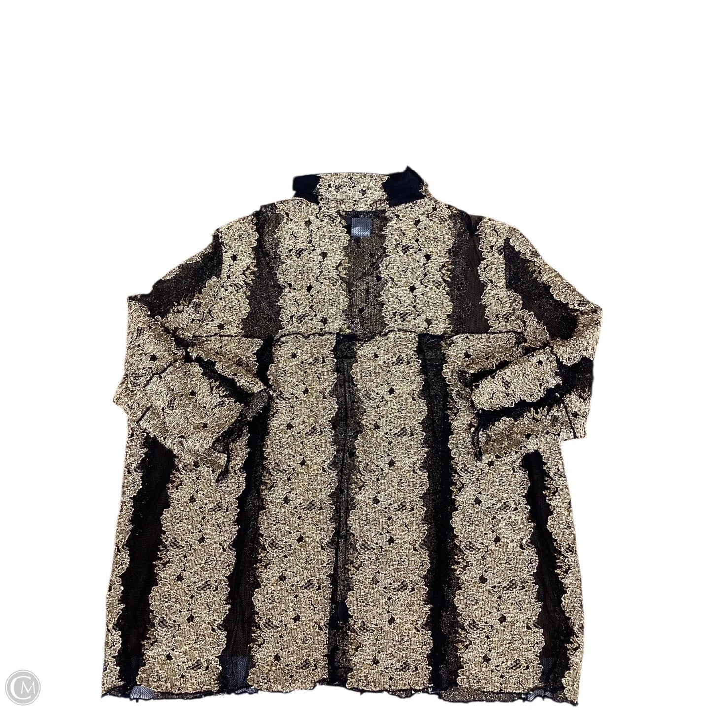 Blouse Short Sleeve By Clothes Mentor In Black & Gold, Size: L