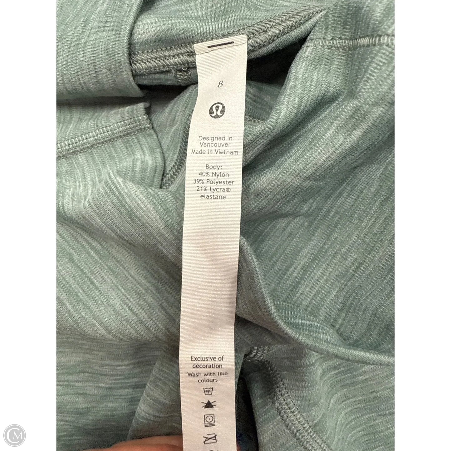 Athletic Shorts By Lululemon In Green, Size: 8