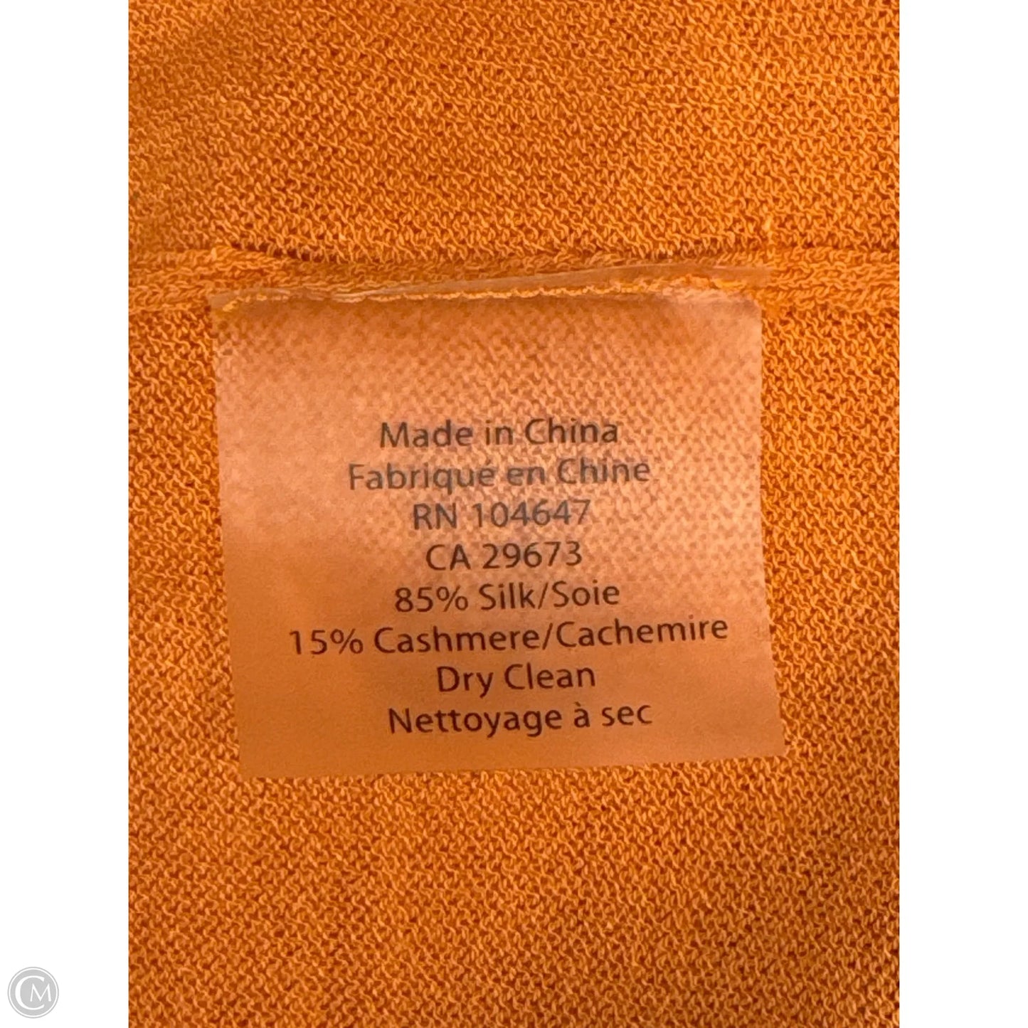 Sweater Designer By Kinross Cashmere In Orange, Size: L