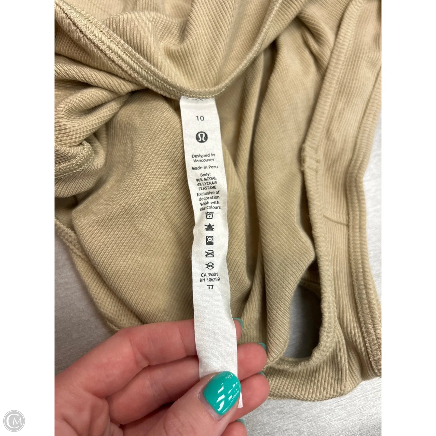 Athletic Tank Top By Lululemon In Tan, Size: 10