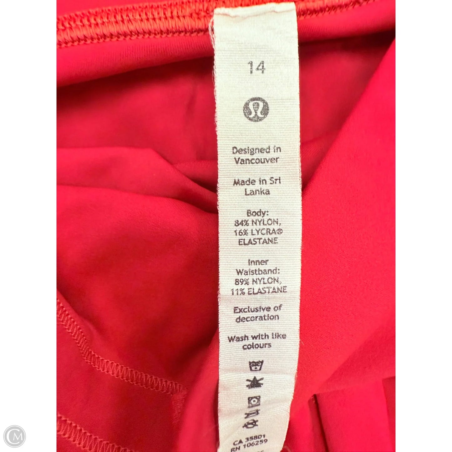 Athletic Shorts By Lululemon In Red, Size: 14