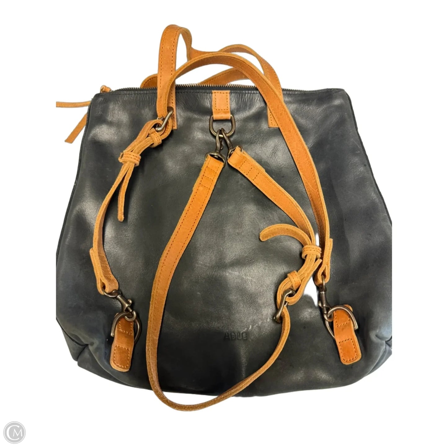 Handbag Leather By Able, Size: Medium