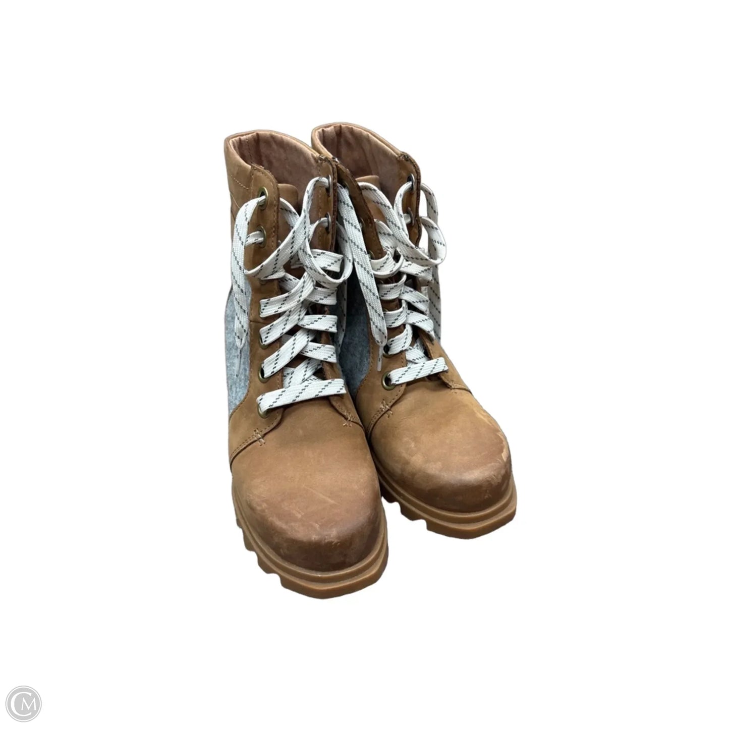 Boots Ankle Heels By Sorel In Brown & Grey, Size: 6.5