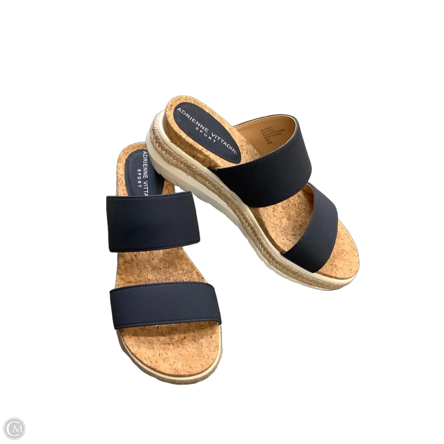 Shoes Heels Wedge By Adrienne Vittadini In Blue & Cream, Size: 8