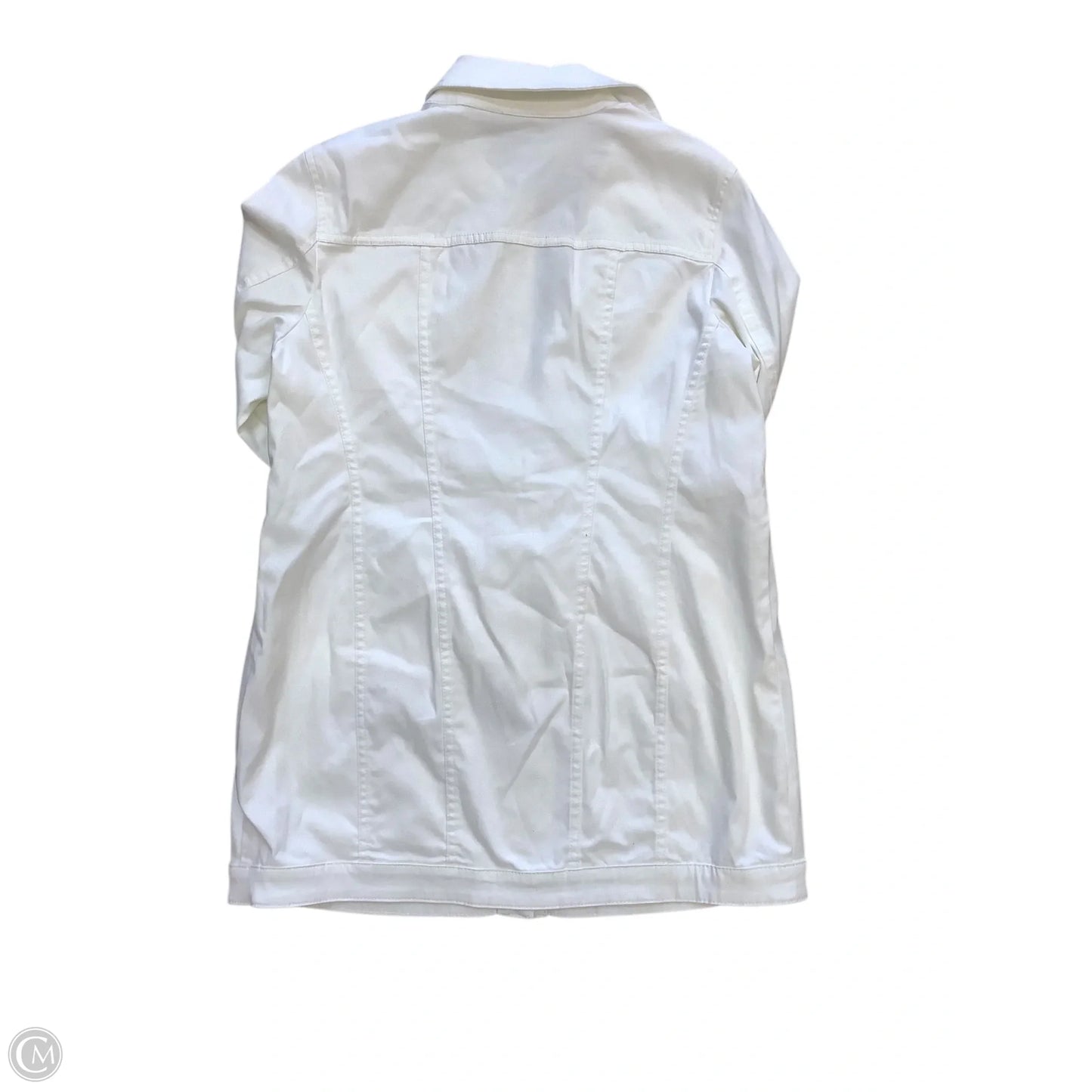 Jacket Denim By Chicos In White Denim, Size: M