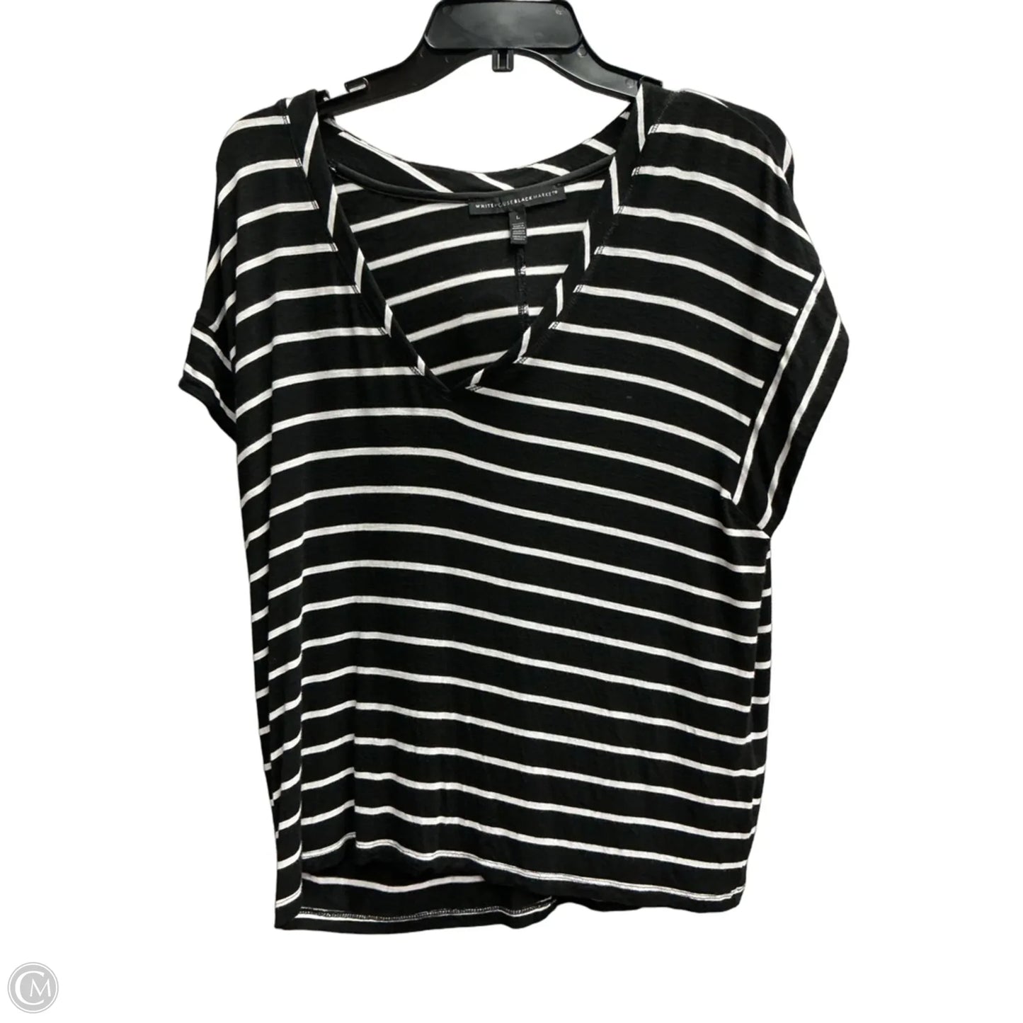 Top Short Sleeve By White House Black Market In Striped Pattern, Size: L