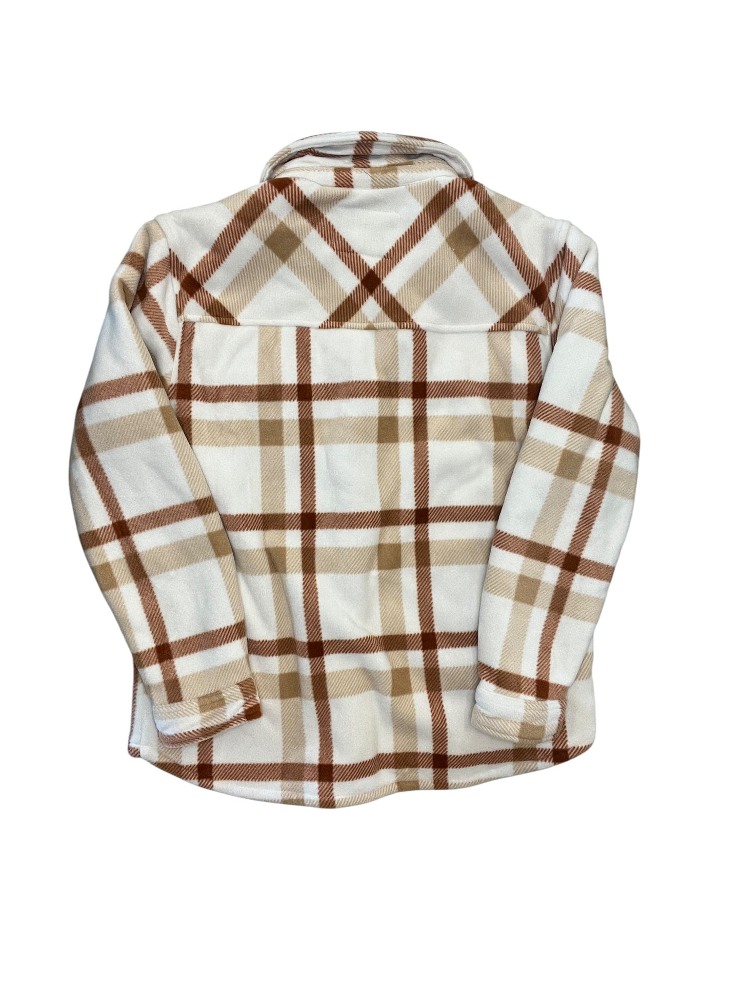 Jacket Shirt By Sage In Orange & White, Size:M