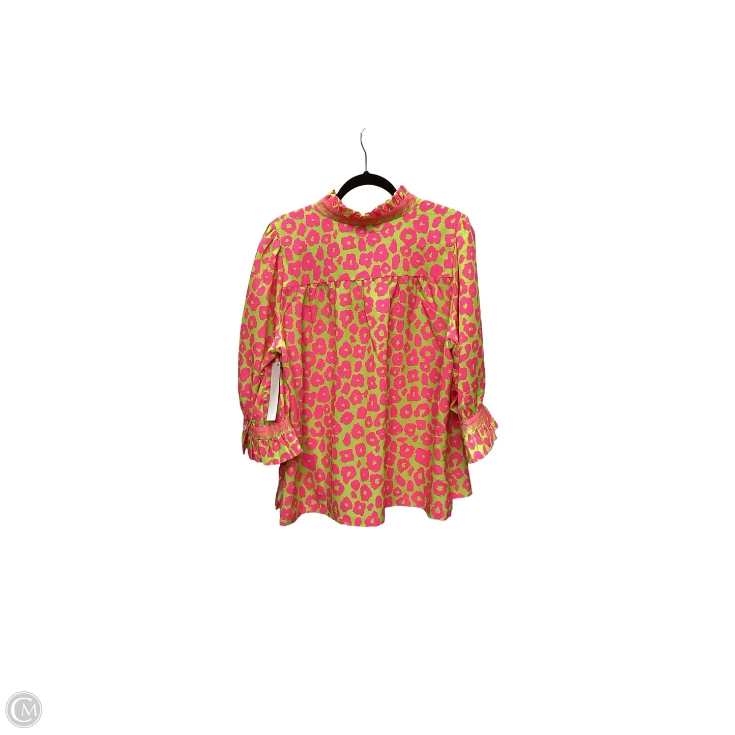 Designer Blouse Short Sleeve By Gretchen Scott In Green & Pink, Size: Xl