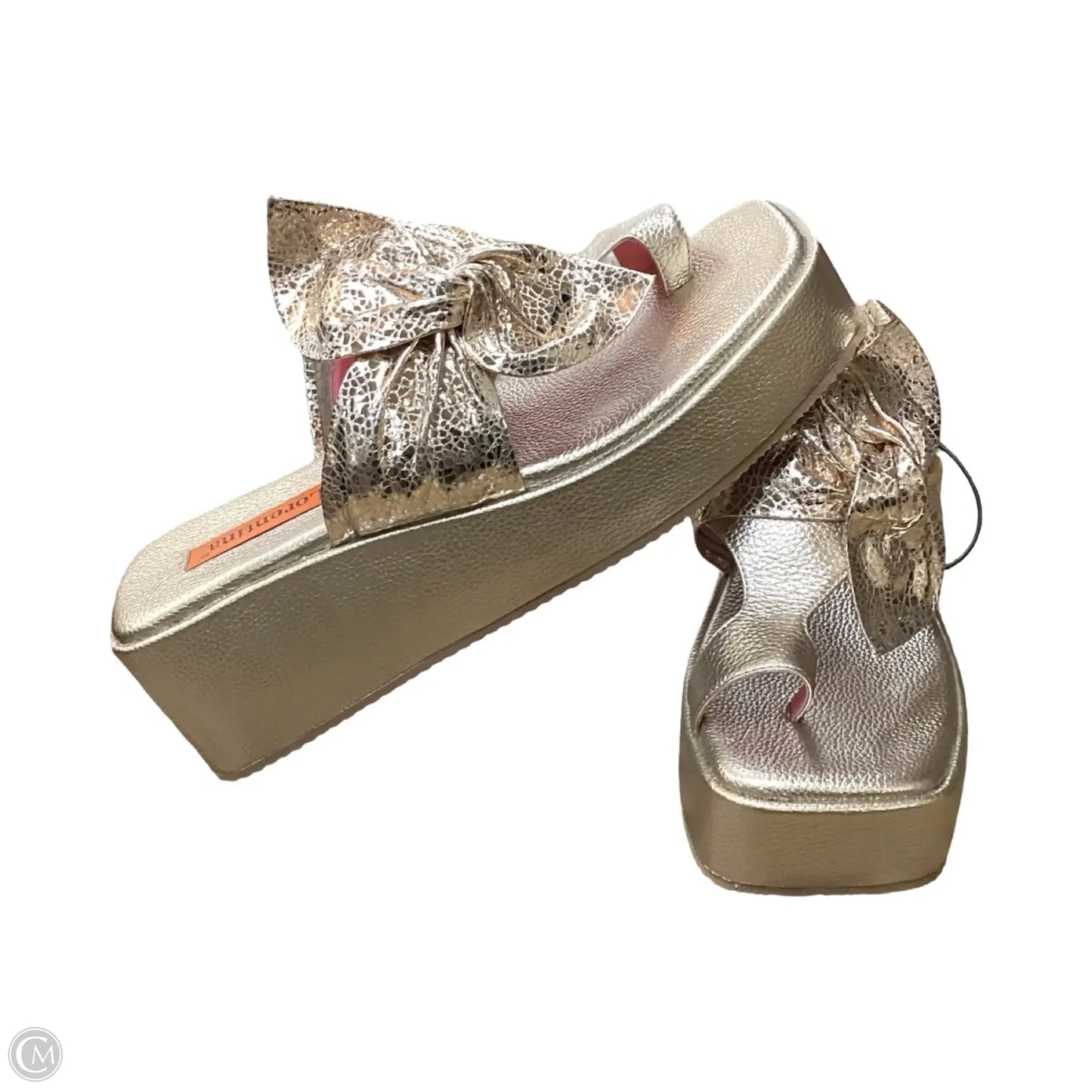 Sandals Heels Wedge By Clothes Mentor In Gold, Size: 9.5