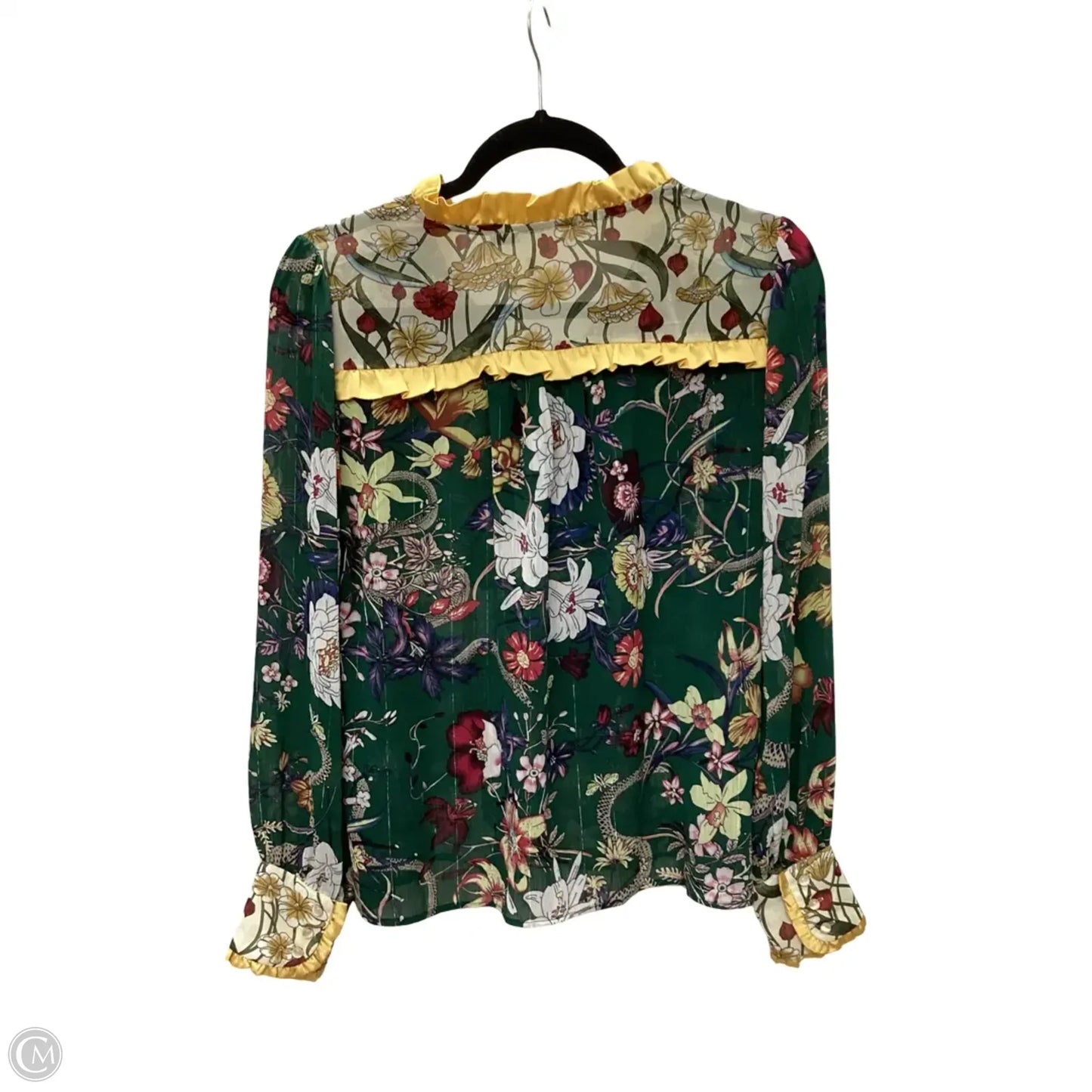 Blouse Long Sleeve By ALEX VINASH In Floral Print, Size: L