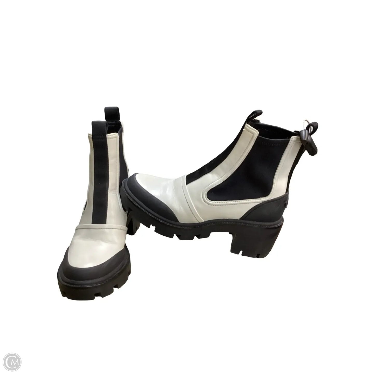 Boots Designer By Tory Burch In Black & White, Size: 10