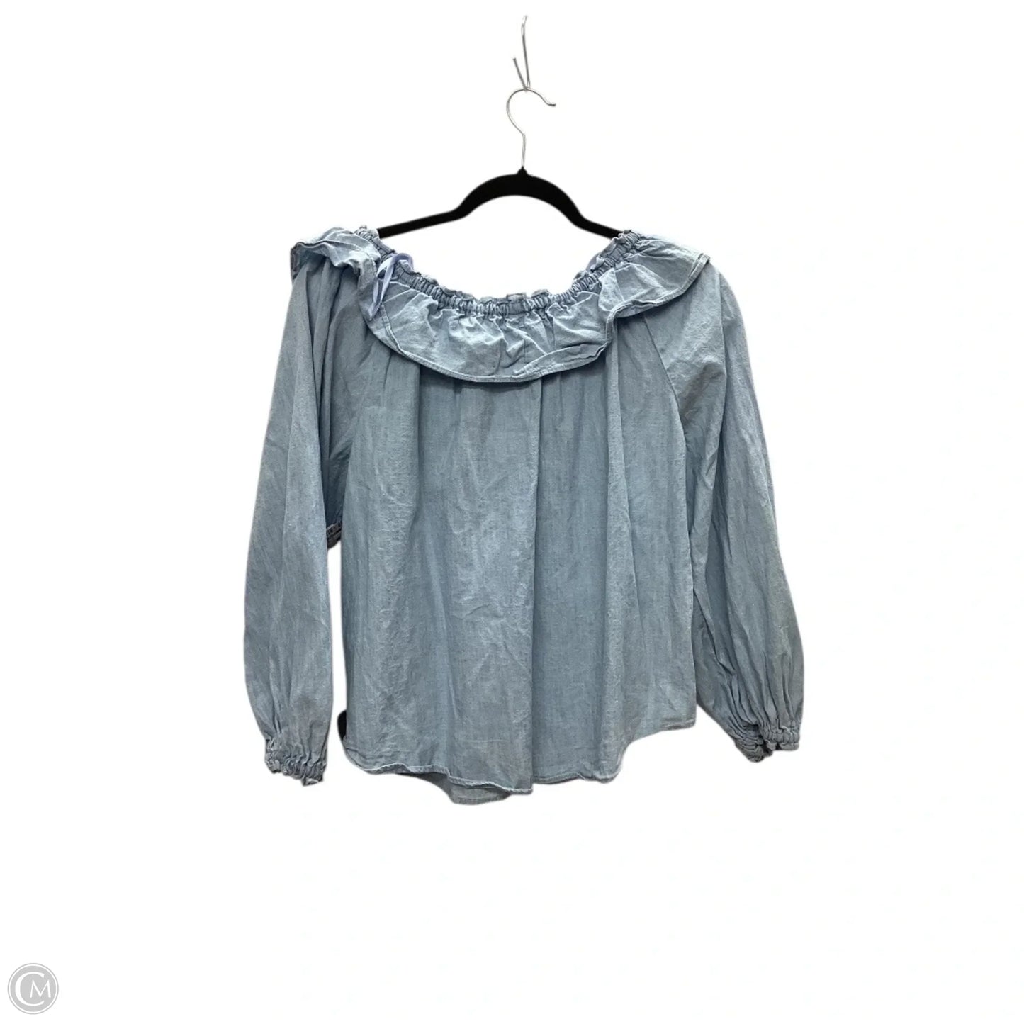 Blouse Long Sleeve By Free People In Blue Denim, Size: Xs
