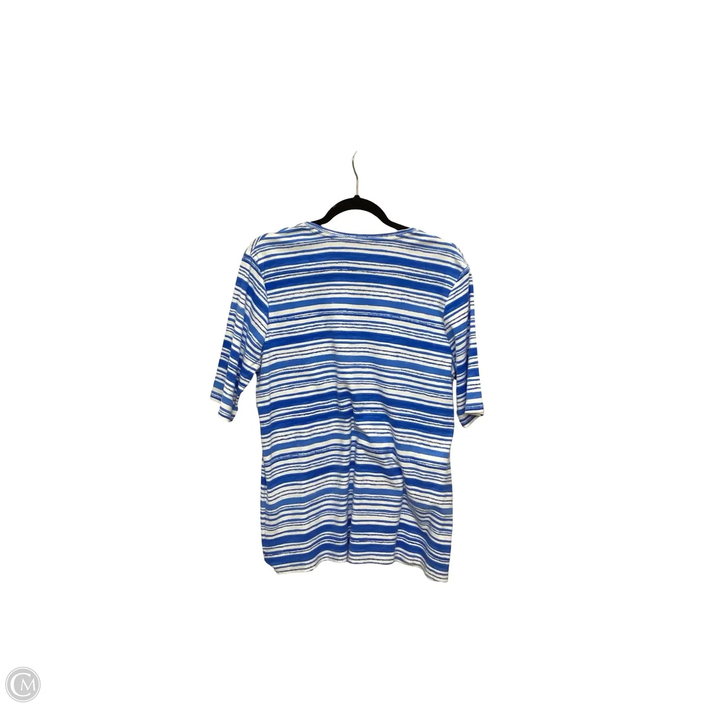 Top Short Sleeve Basic By Chicos In Blue & White, Size: Xl