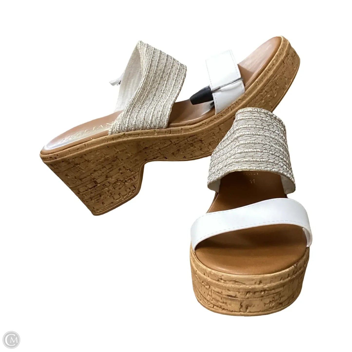Sandals Heels Wedge By Italian Shoemakers In White, Size: 11